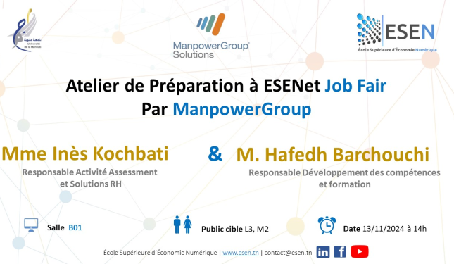 Atelier de Préparation à ESENet Job Fair Par ManpowerGroup